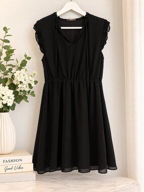 H&M Black Ruffle Sleeve Dress – US Size 12